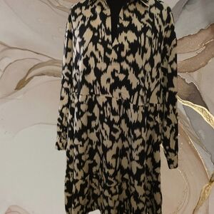 Black and Cream Midi Dress